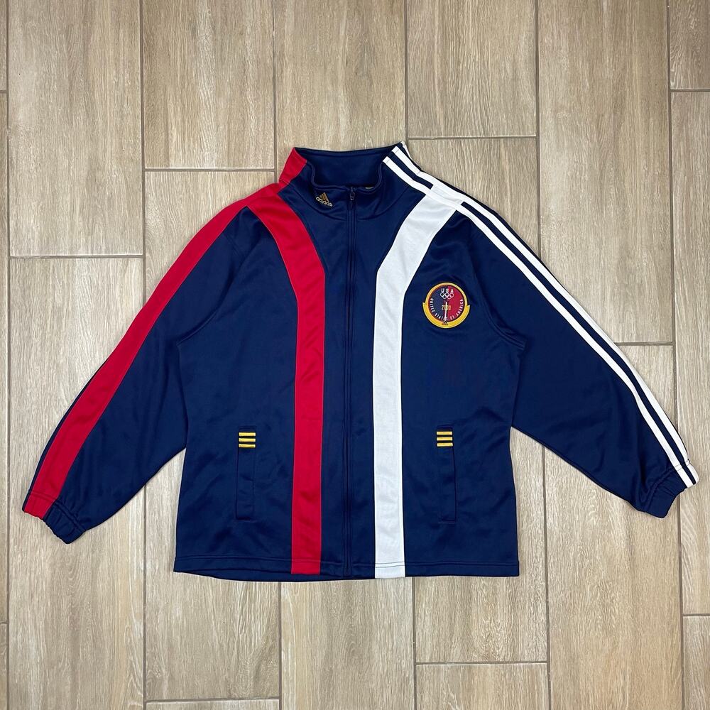 Vintage Adidas Team USA 2000 Olympics Track Jacket Mens XL Blue Red Y2K USA